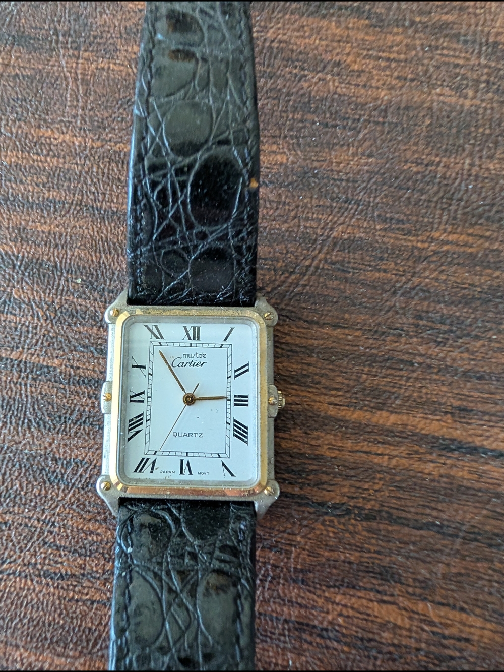 Cartier Must Tank-Style Quartz Watch in Black and Gold